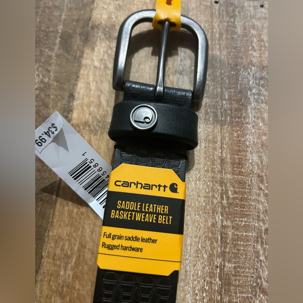 Carhartt Womens Black Saddle Leather Basketweave Belt Size Small